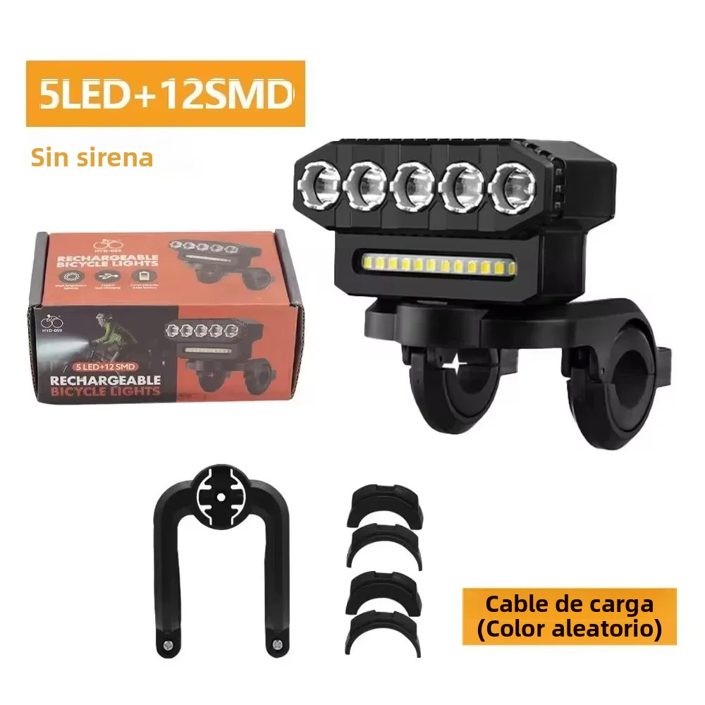 TK Luz Frontal De Bicicleta Recargable USB Con Bocina De Ciclismo 120dB Impermeable 6 Modos De Iluminación Campana De Bicicleta Fácil De Instalar