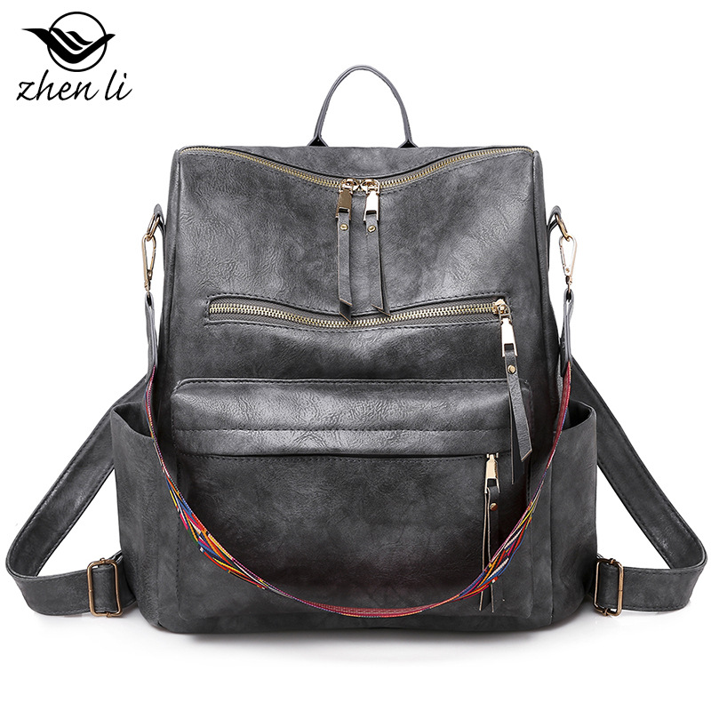 Mochila de moda para mujer, bolso de hombro multifuncional de cuero para mujer, bolso de viaje, bolso de mano