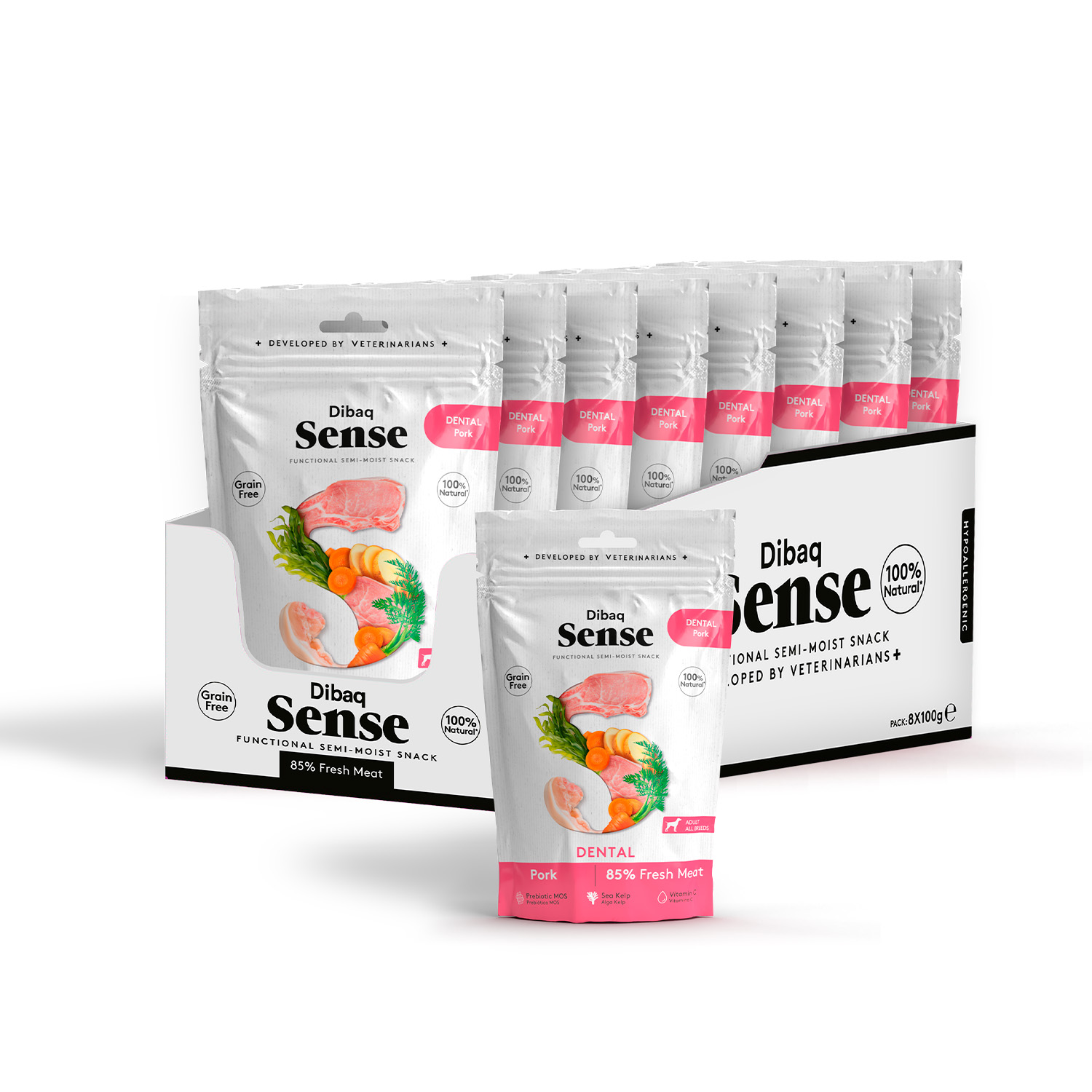 Dibaq Sense – Snack dental para perros adultos Dibaq Sense cerdo 100 g.
