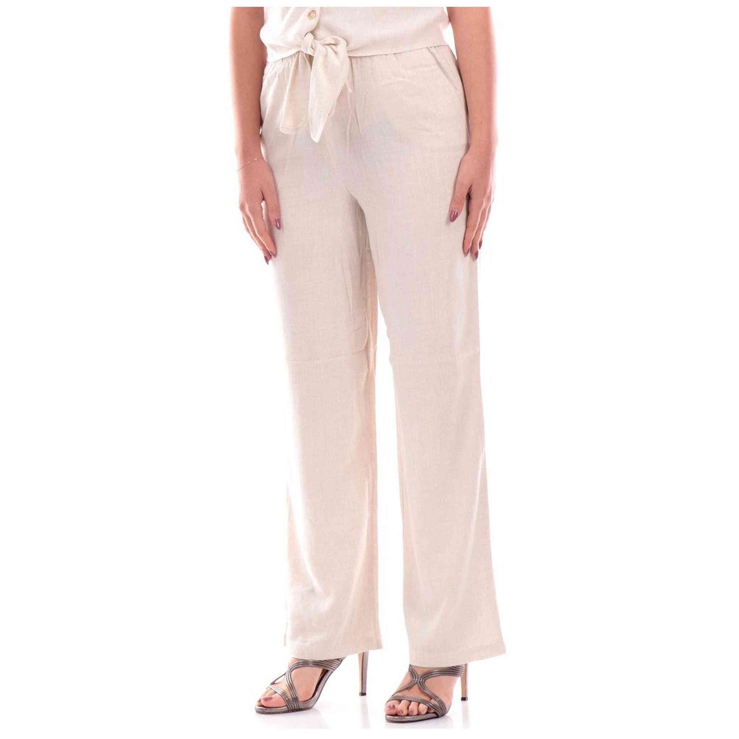 Pantalón Only modelo Onlsiesta Mw Pull Up Linen en color Beig