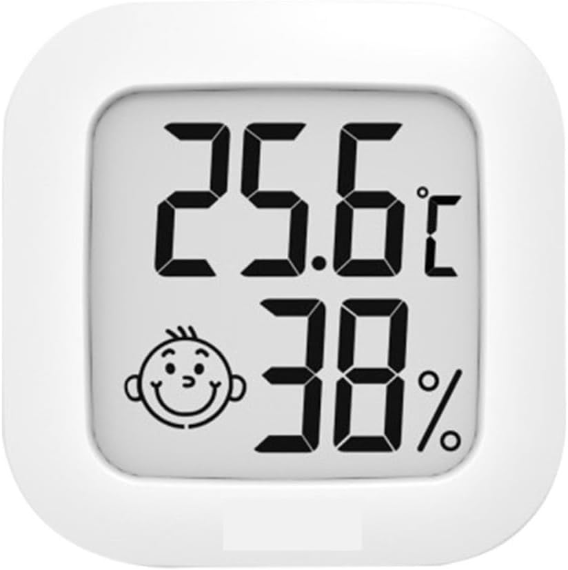 Higrómetro digital con indicador de confort inteligente, termómetro de interior LCD con pantalla de humedad, monitor de clima interior de plástico alimentado por batería, higrómetro electrónico digital LCD para exteriores con sensor de termómetro retroilu