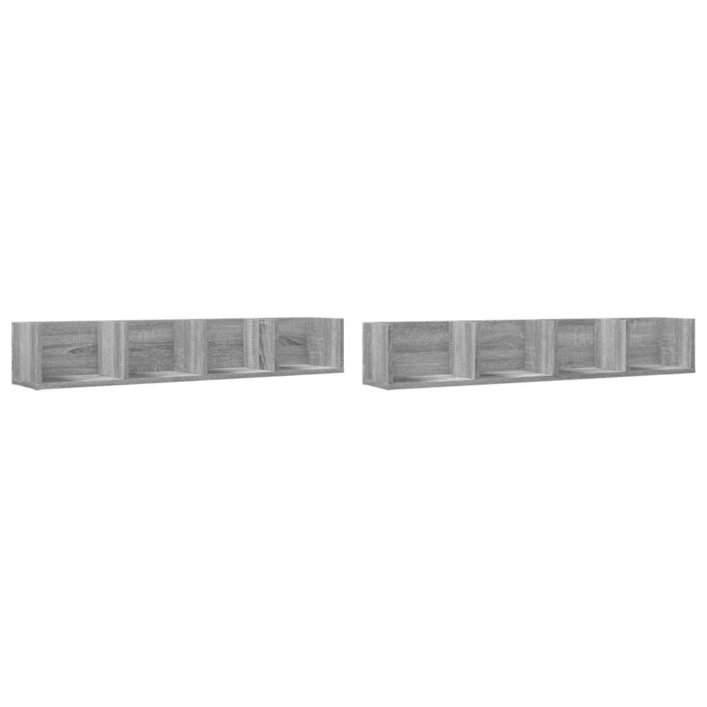 vidaXL Muebles de pared 2 uds madera gris Sonoma 99x18x16,5 cm