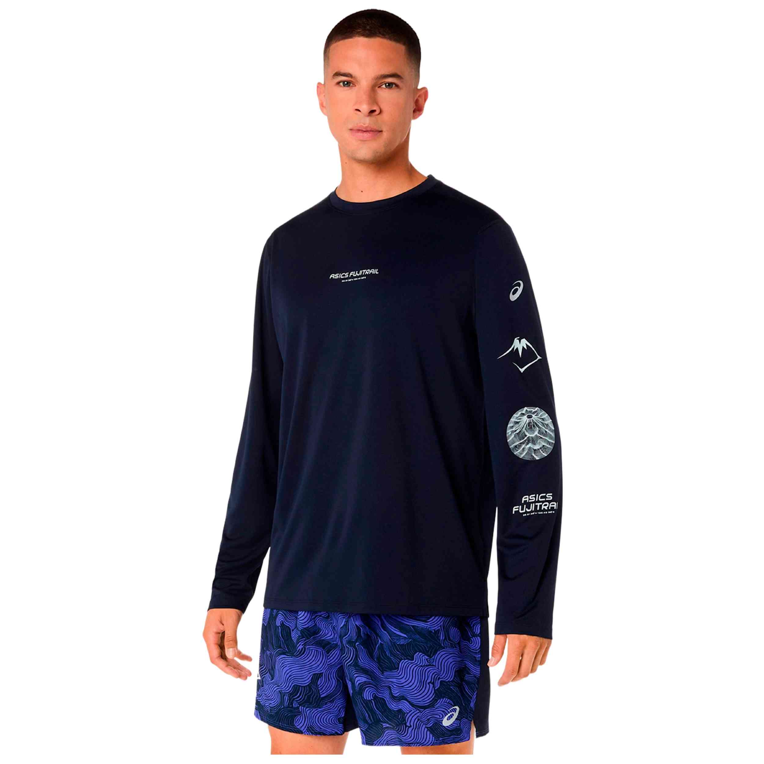 Camiseta De Manga Larga Asics modelo Camiseta ASICS Fujitrail Logo manga larga azul noche para Hombre en color Azul