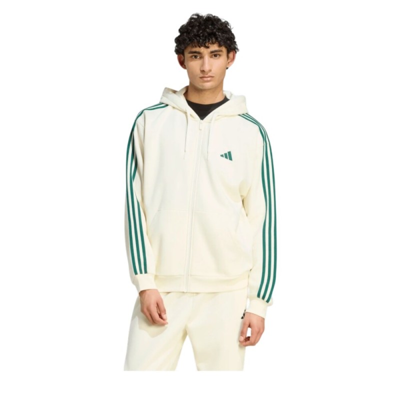 Chaqueta De Chándal Beige Adidas Essentials 3-stripes Fleece Full-zip Hoodie