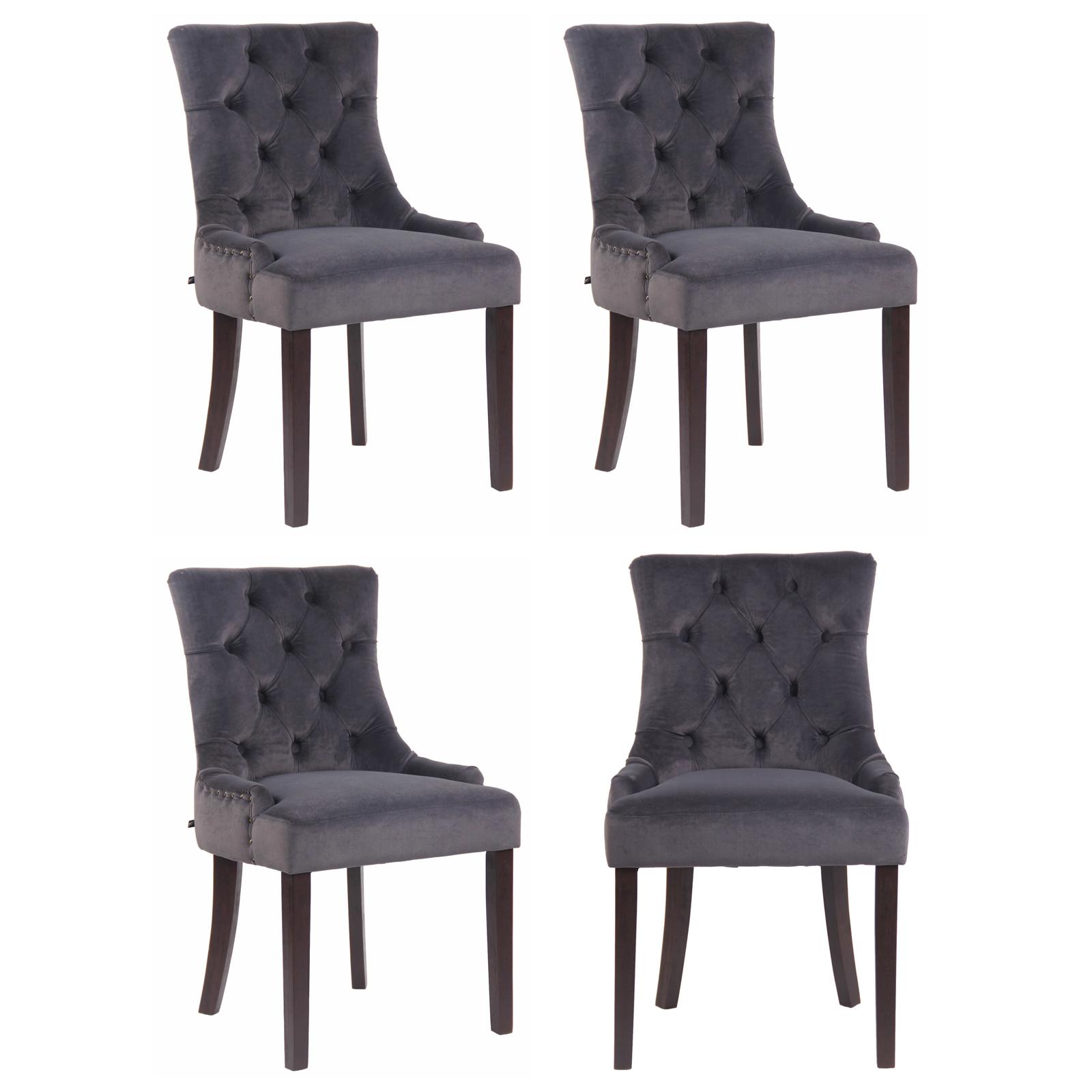 Juego de 4 sillas de comedor Aberdeen en terciopelo Gris oscuro,Antiguo