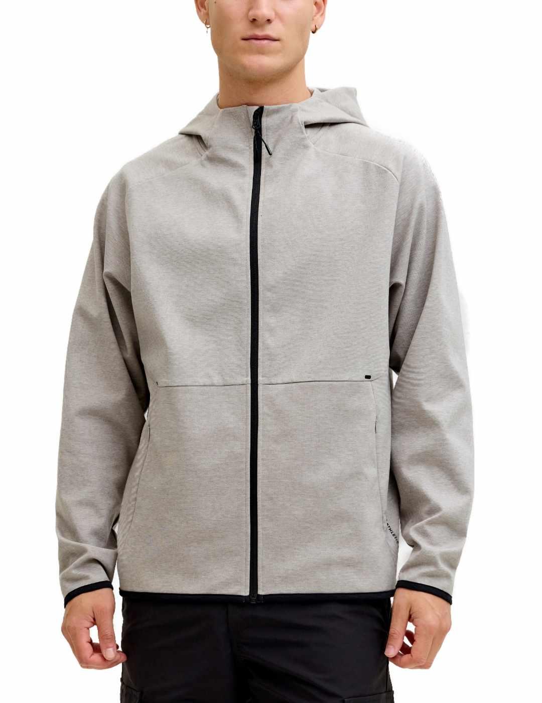 Sudadera Jack&Jones Base gris claro cremallera para hombre