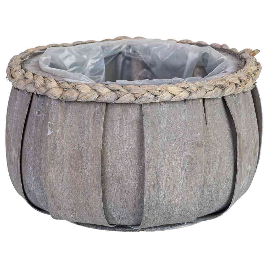 Wonderlust Deco - Cesto redondo de madera azul 20x20x12h cm Azul 20x20x12h cm
