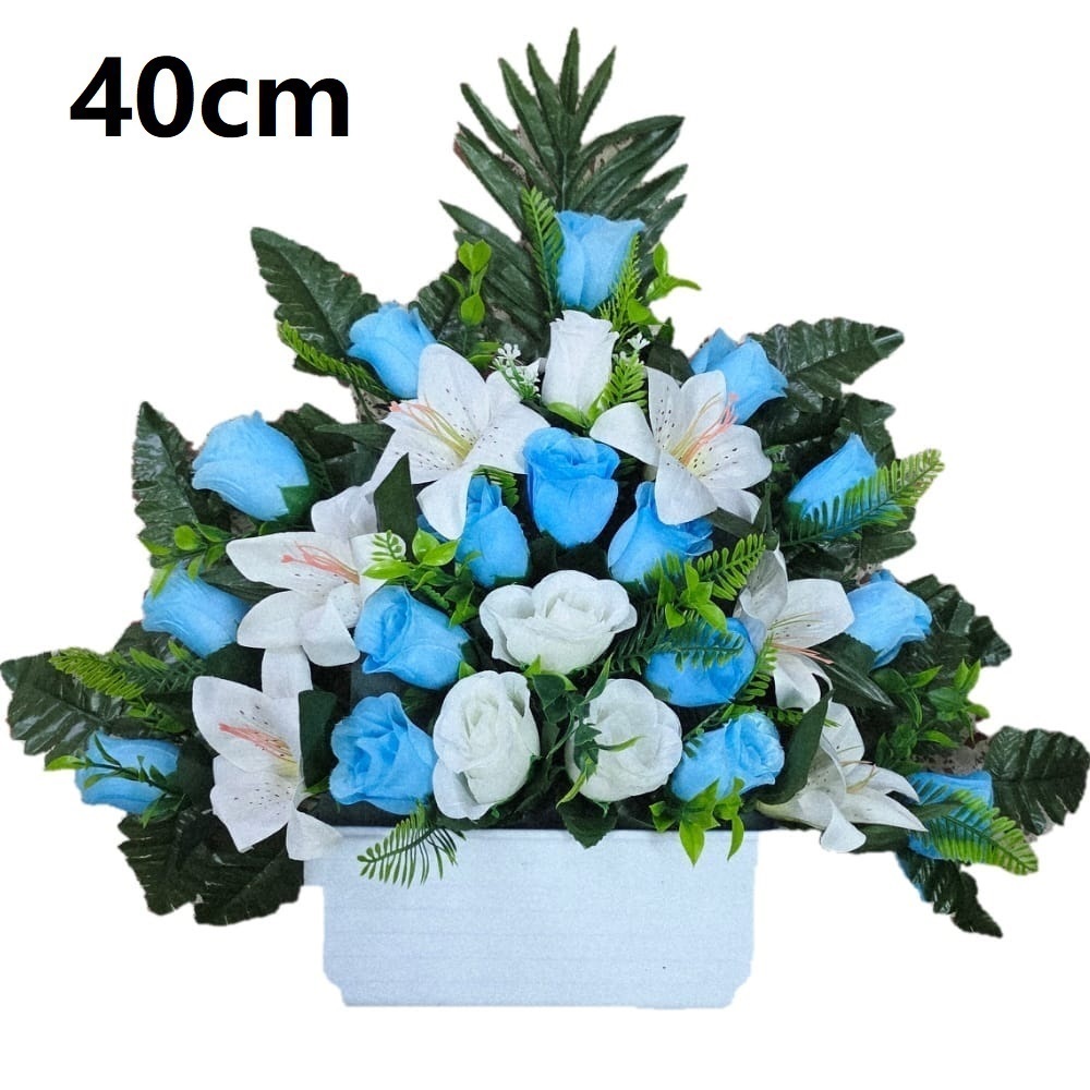 Flores artificiales para cementerio,Centro Flores para santos duraderas de tela con maceta,Gerimport,Envios desde España