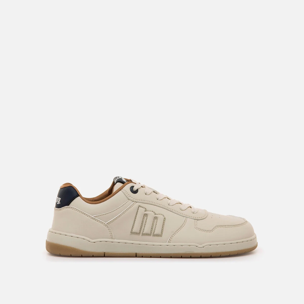 Mustang - Zapatillas casual hombre Free Miami, calzado minimalista desarrollado con Dr. Juanjo López para mejorar la anatomía del pie, con plantilla de transición incluida y acabado blanco roto con detalles en azul marino