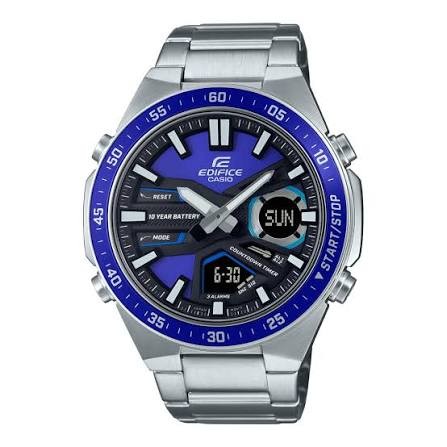 Reloj Casio Edifice Para Hombre EFV-C110D-2A Anadigi Correa Acero Batería 10 Años 100M
