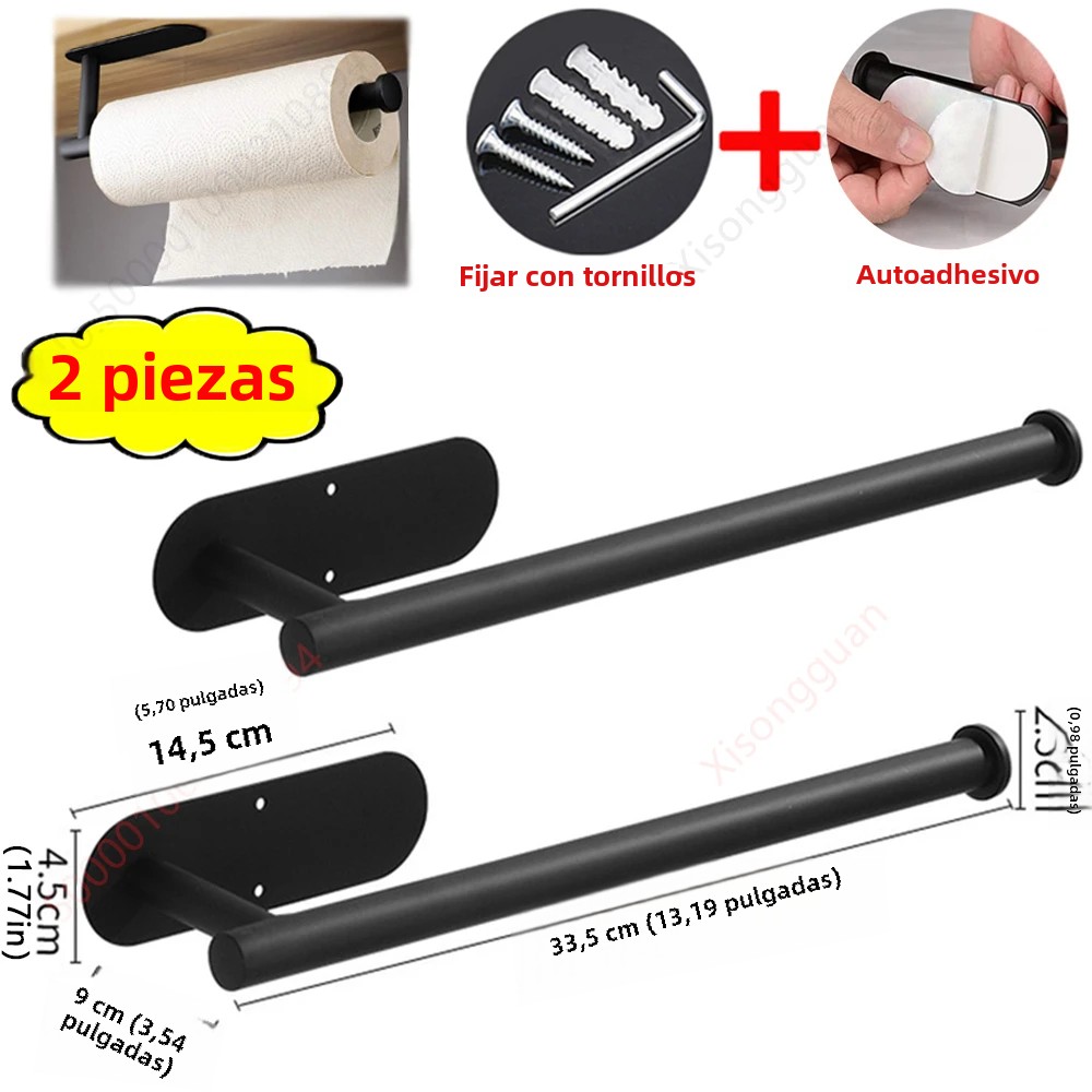 Soporte De Papel Toalla Para Cocina Y Baño Adhesivo Acero Inoxidable Organizador De Almacenamiento Para Algodón Y Servilletas Accesorios De Baño