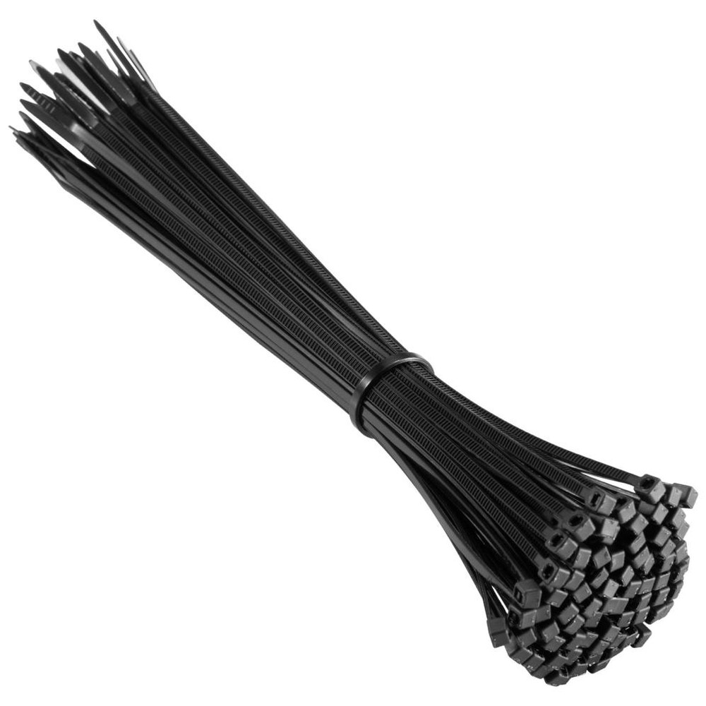 Ewent - Brida nylon EW1564 200x2.5mm negra UV certificada, 100 unidades para fijación profesional de cables