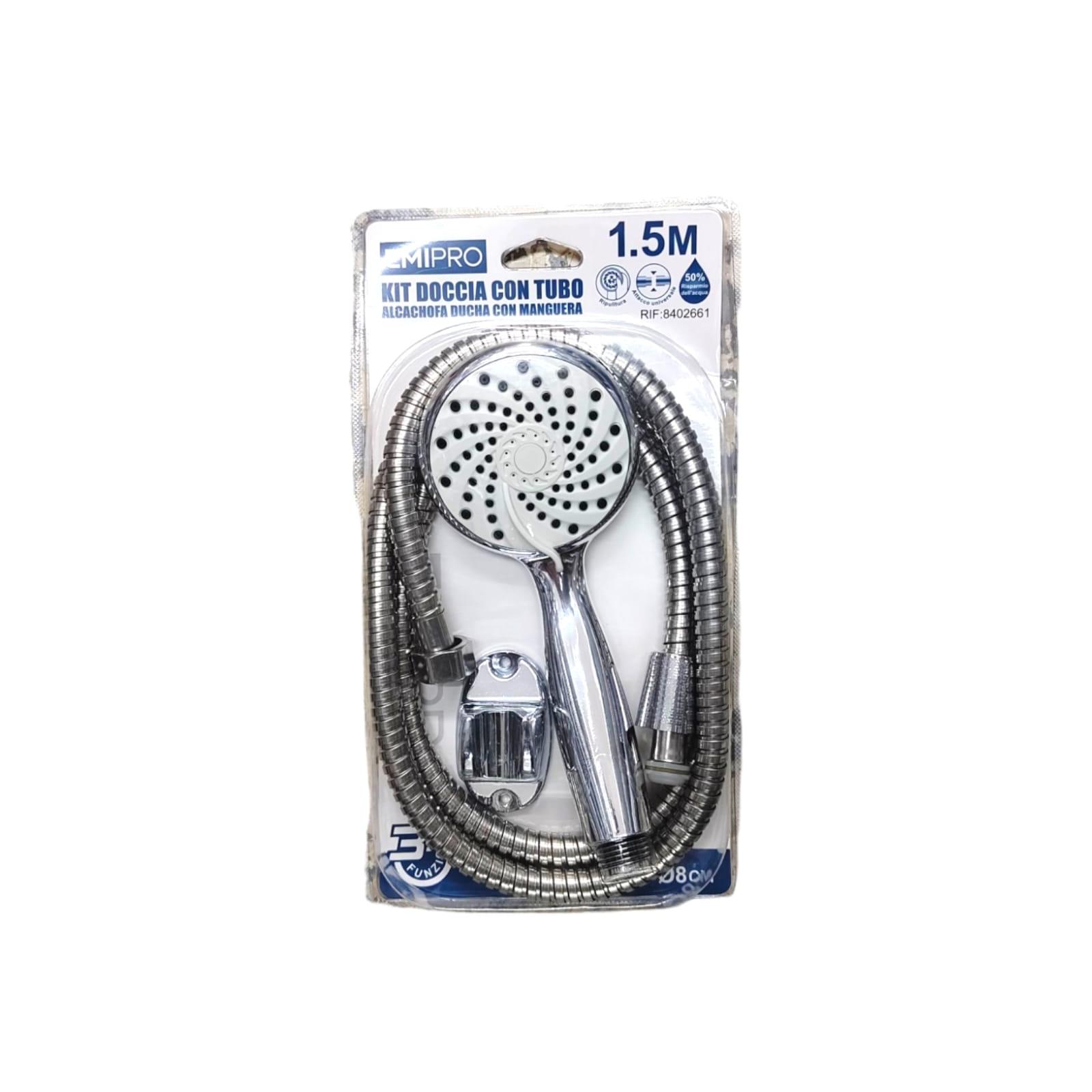 Juego alcachofa de ducha con manguera y soporte universal metal 1.2M 1.5M 1.8M Apto para todo tipos de conectores calidad de confianza varios modelos a elegir