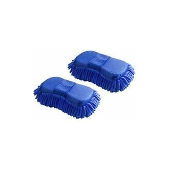 CA 2 esponjas de microfibra de chenilla para limpieza de coches, guante de lavado de microfibra de chenilla para el cuidado del vehículo, cepillo de lavado con correa de muñeca incorporada, esponja para lavado corporal