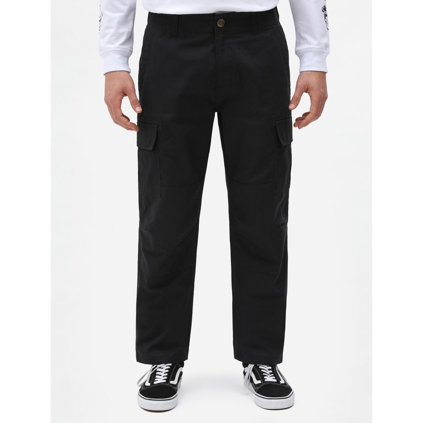 Dickies Millerville Pantalón Negro Deporte Hombre Ajuste Regular Capa Doble Rodilla Clic Oculto