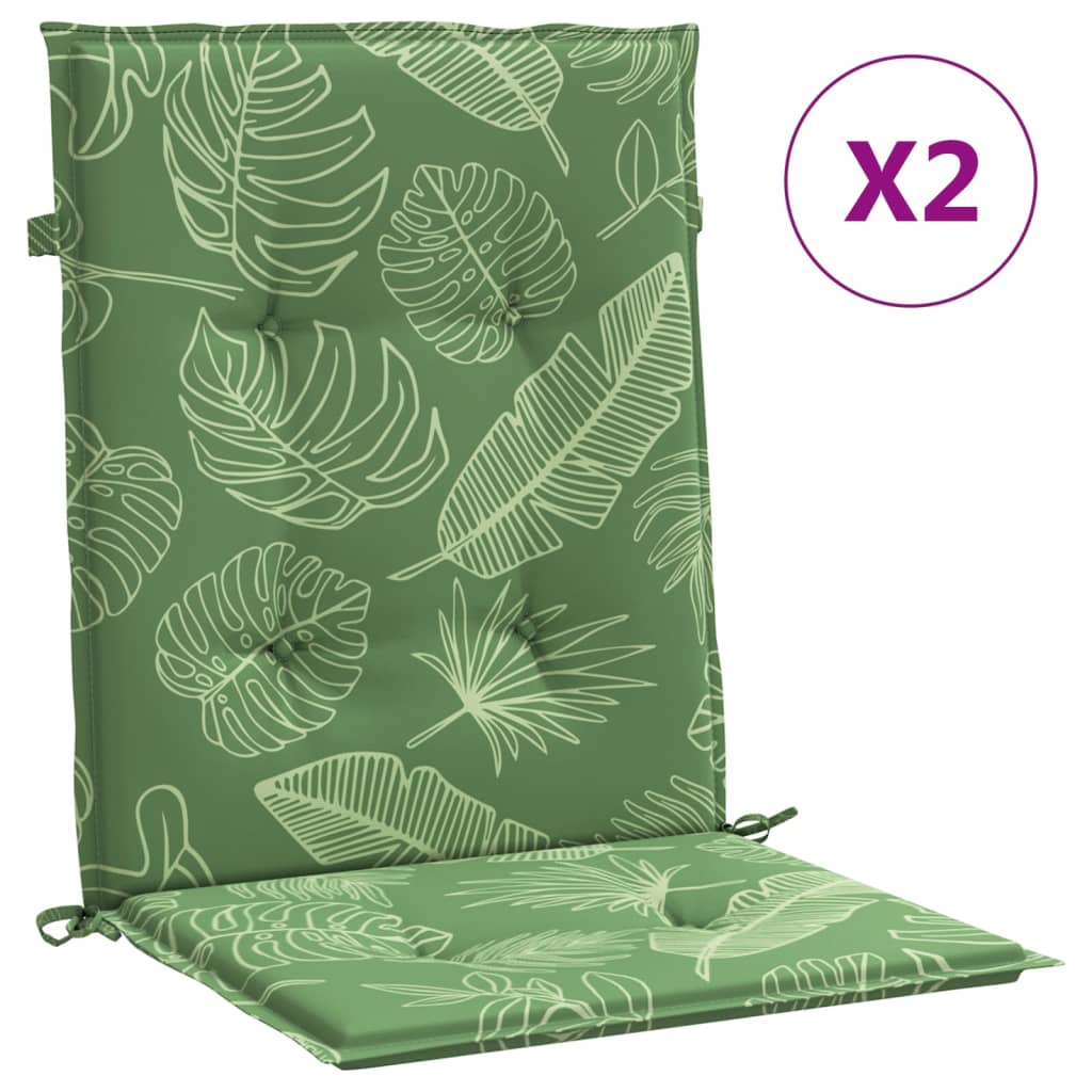 Vidaxl Cojines Silla de Respaldo Bajo 2 Uds | Color Azul y Blanco, Negro y Blanco, Verde y Rosa | Cojín Decorativo Asiento | Tela Resistente Al Agua