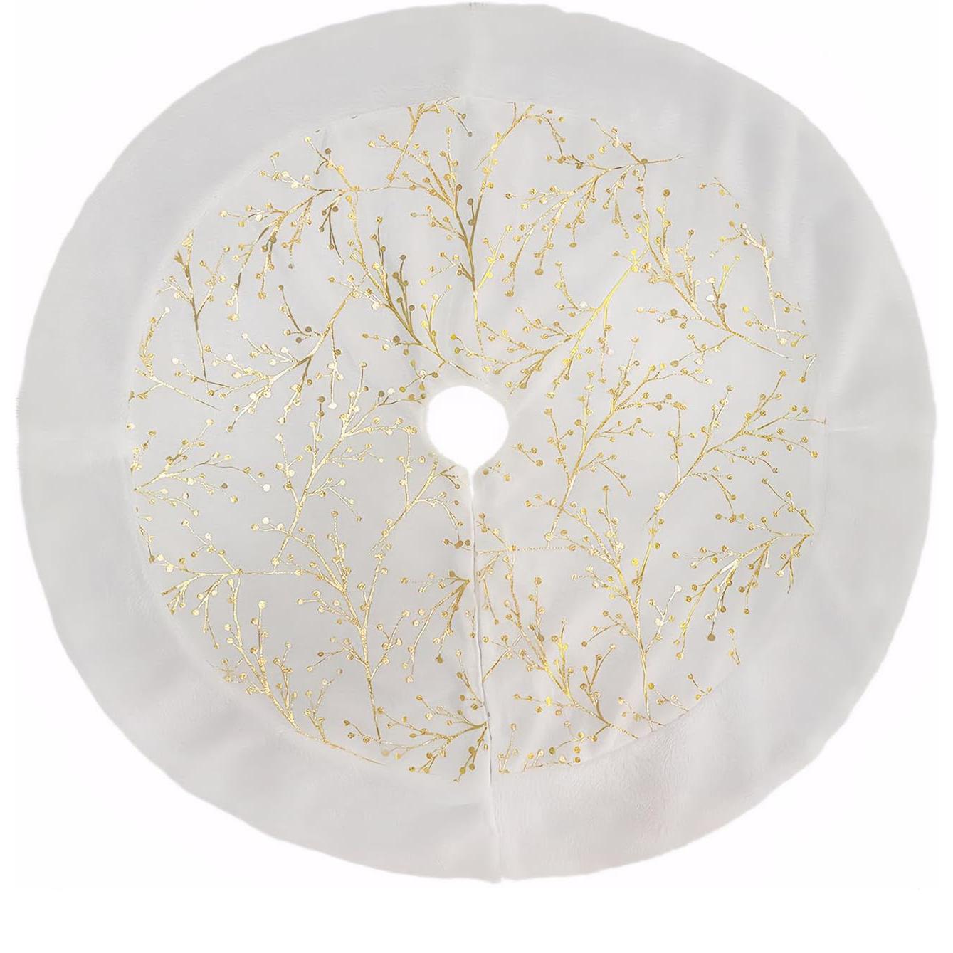 Faldón para Árbol de Navidad 90 cm – Cubre Base Grande de Peluche Blanco – Decoración Navideña Esponjosa para Hogar, Fiesta y Regalos