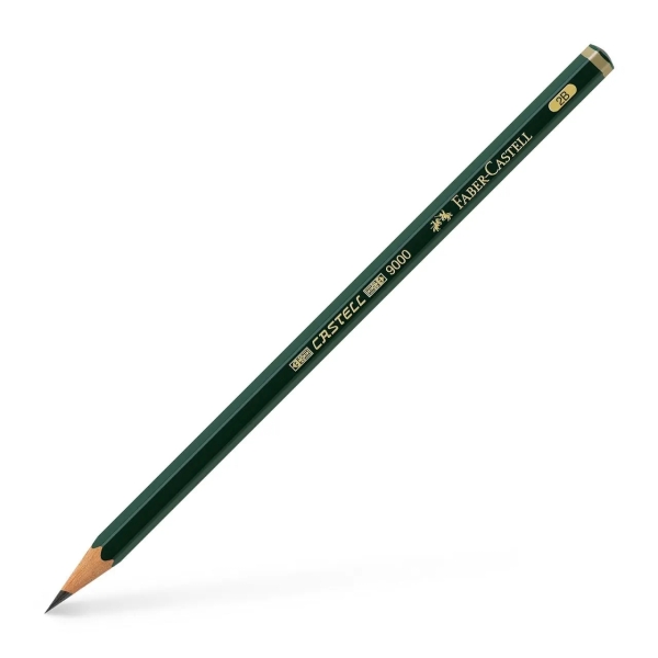 Faber-castell castell 9000 lapiz de grafito 2b - mina resistente a la rotura - ecologico (12 uds)
