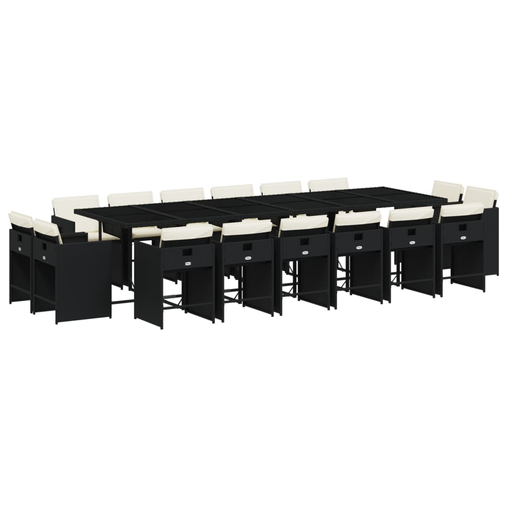 vidaXL Set de muebles jardín 17 pzas con cojines ratán sintético negro