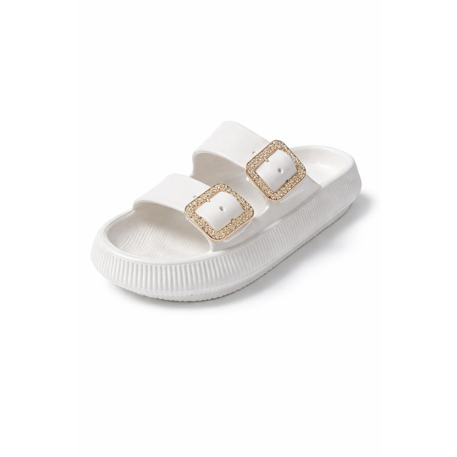 JOTA KA Sandalias Plataforma Mujer con Doble Hebilla, Chanclas de Verano con Suela Gruesa y Ajuste Regulable, Estilo Casual