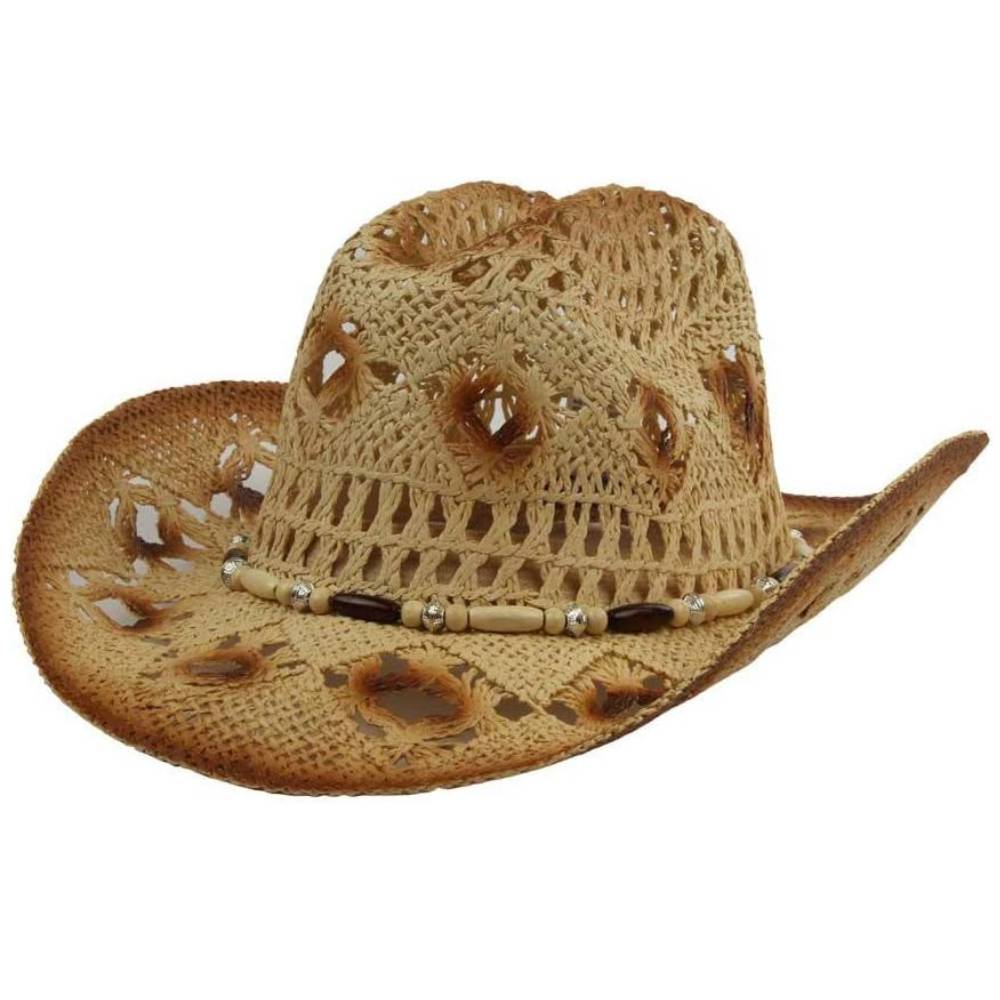 Sombrero Cowboy de Paja Rústico Desgastado Beige, Baile Country Gorro Vaquero Western para Disfraz Hombre Mujer, Kebedo Moda