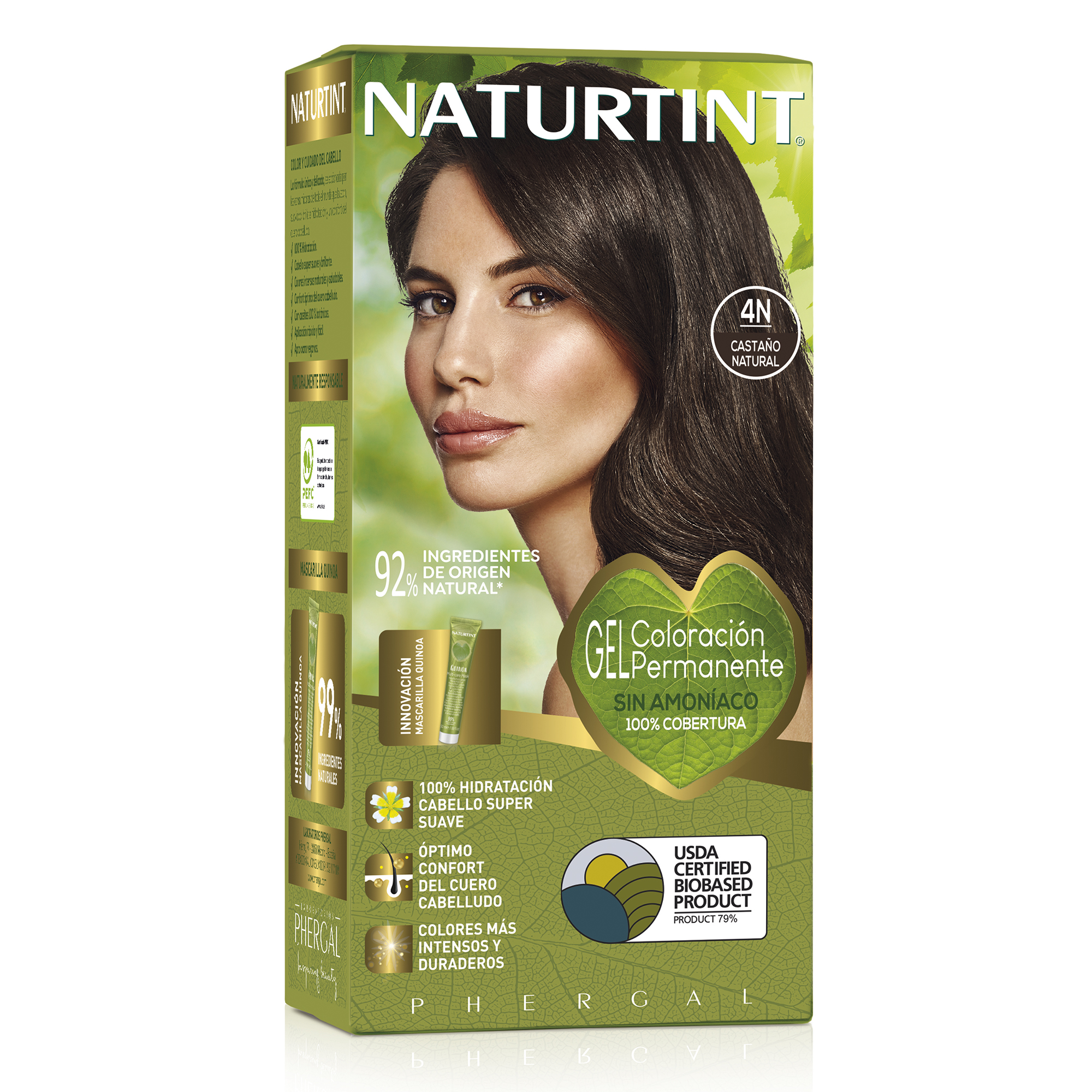 NATURTINT Biobased, Coloración Permanente Sin Amoniaco Pack de 4 + Extra Hairfood Mascarilla 90ml, 100% Cobertura de Canas, Tinte para el Cabello con Ingredientes Naturales, Color Intenso, Natural y Duradero, 680ml