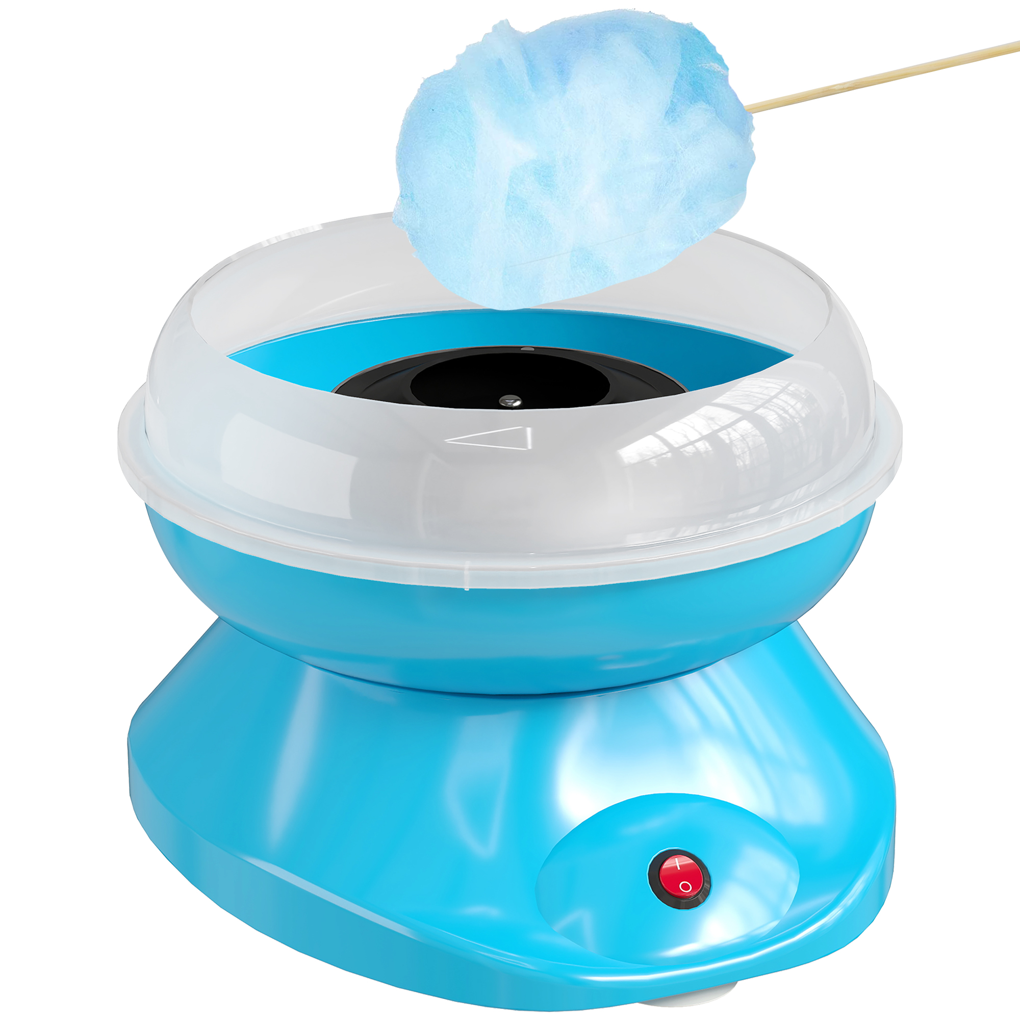 HOMCOM Máquina de Algodón de Azúcar, 450W-550W, Máquina para Hacer Algodón de Azúcar con 10 Palitos, para Fiestas de Cumpleaños Infantiles, en Casa, 27x26x18 cm, Azul