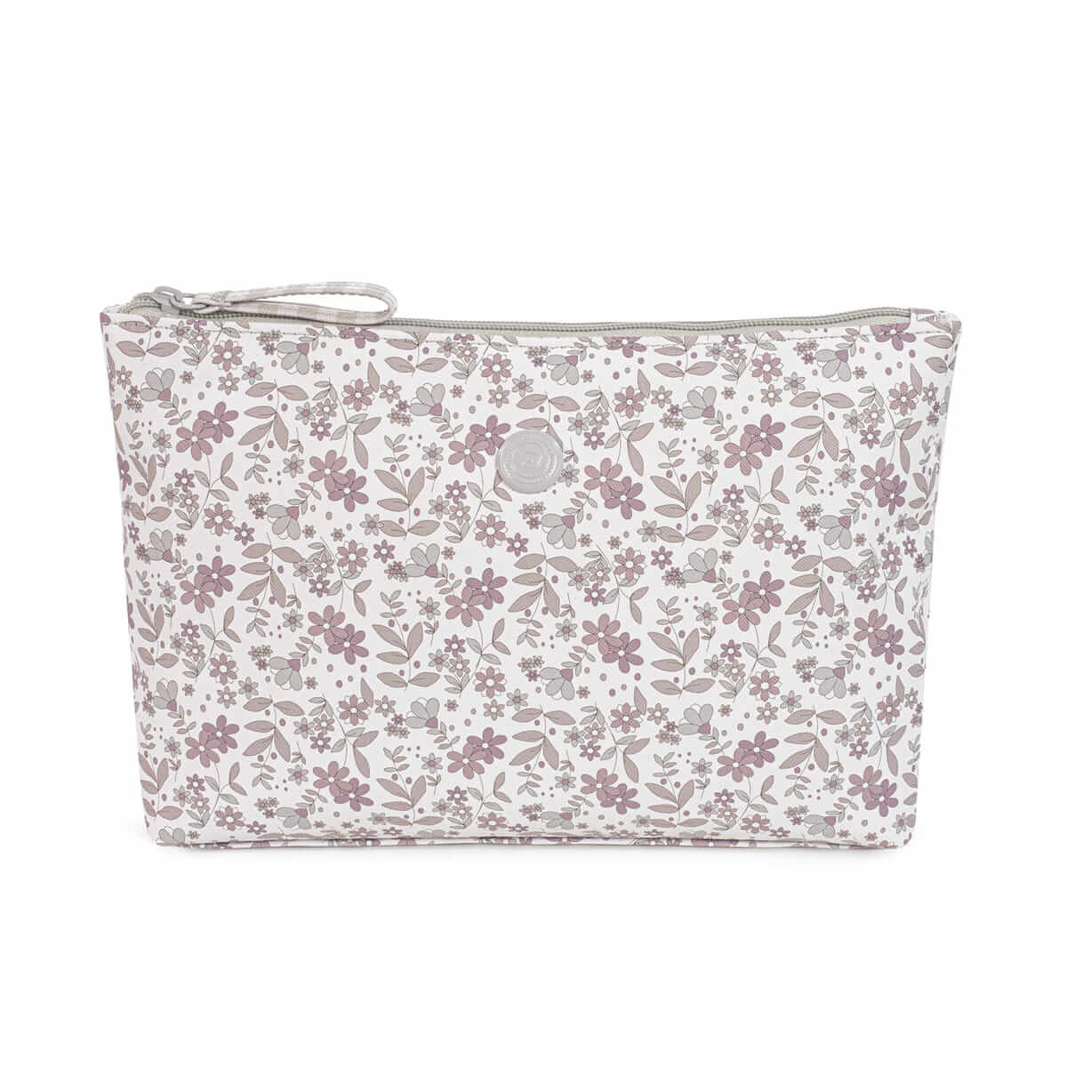 Neceser Pasito A Pasito Delia Polipiel Estampado Flores Rosa Gris