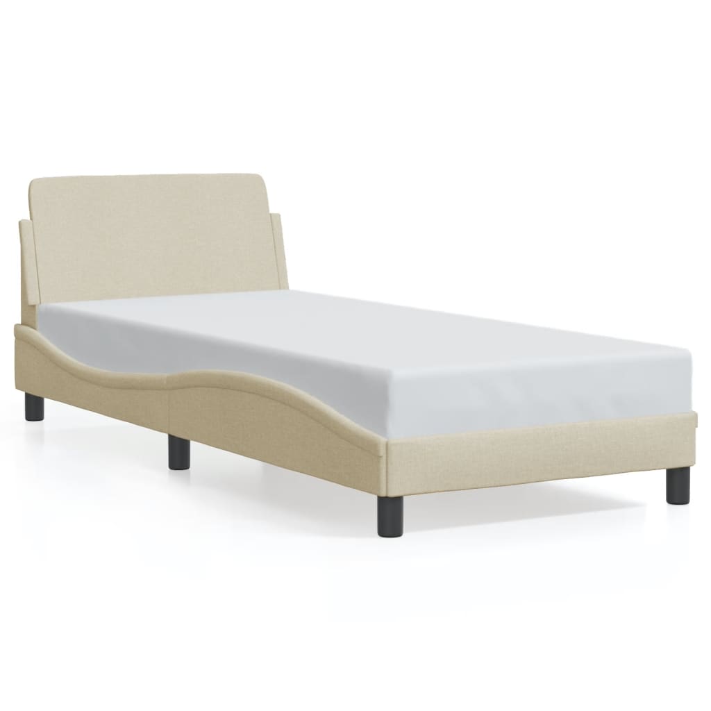 vidaXL Estructura de cama con cabecero Dover tela crema 90x200cm