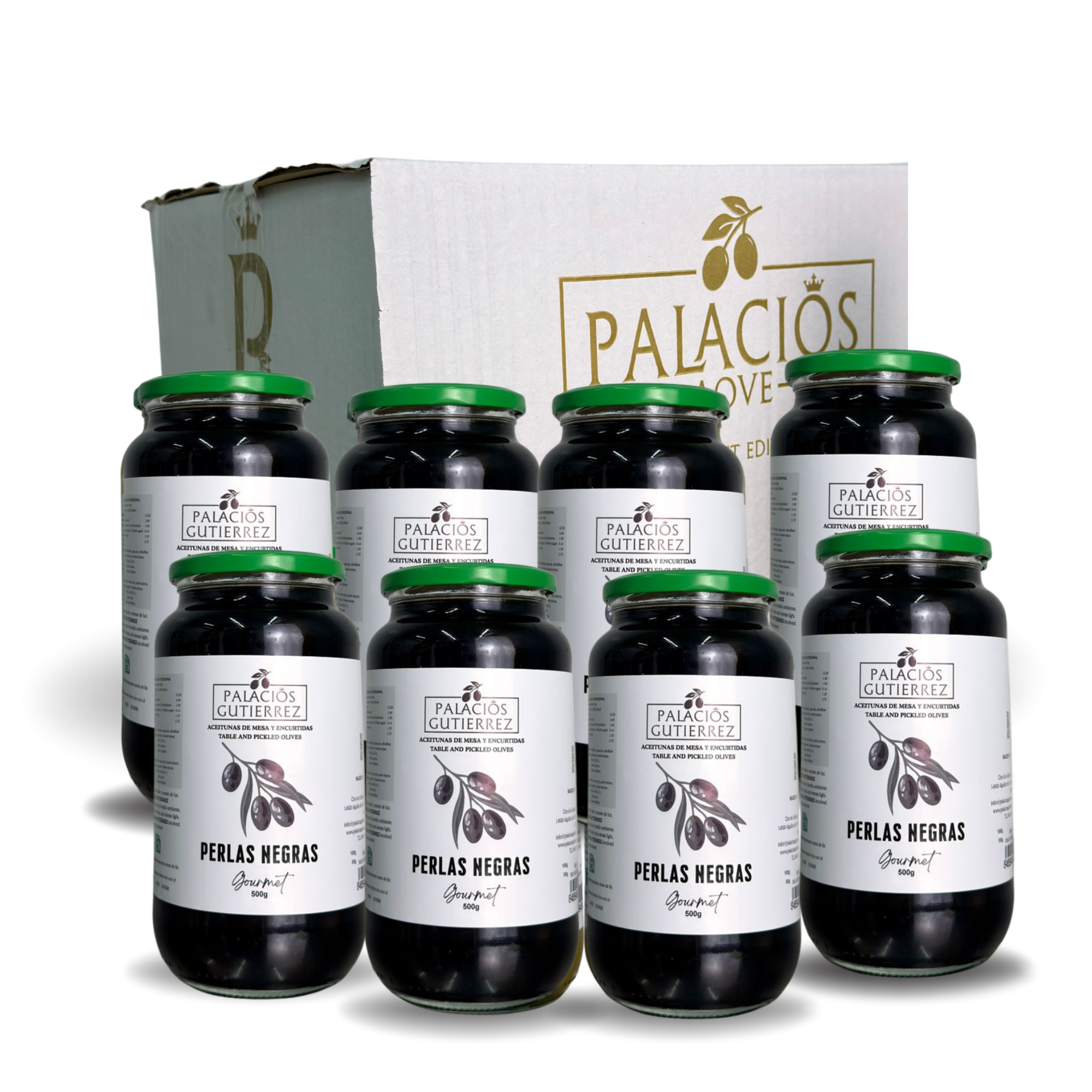PALACIOS GUTIÉRREZ - ACEITUNAS PERLAS NEGRAS GOURMET 500 G
