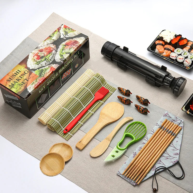 Kit De Hacer Sushi Sushi Maker Set Máquina Molde De Sushi Bazooka Roller Con Almohadilla De Bambú Para Rollo De Verduras Y Carne DIY MOV