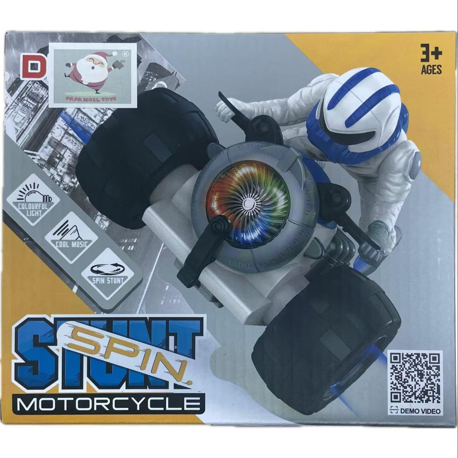 Moto Acrobática 360° con Luz y Sonido, Stunt Spin Motorcycle con Figura Piloto, Juguete Interactivo (3+), PAPANOEL TOYS