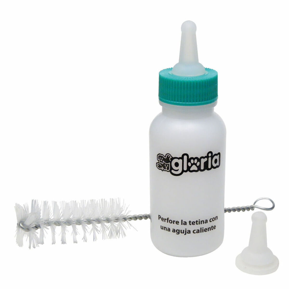 Gloria - Biberón para cachorros y animales pequeños de 50 ml, reutilizable y fabricado en plástico, color blanco