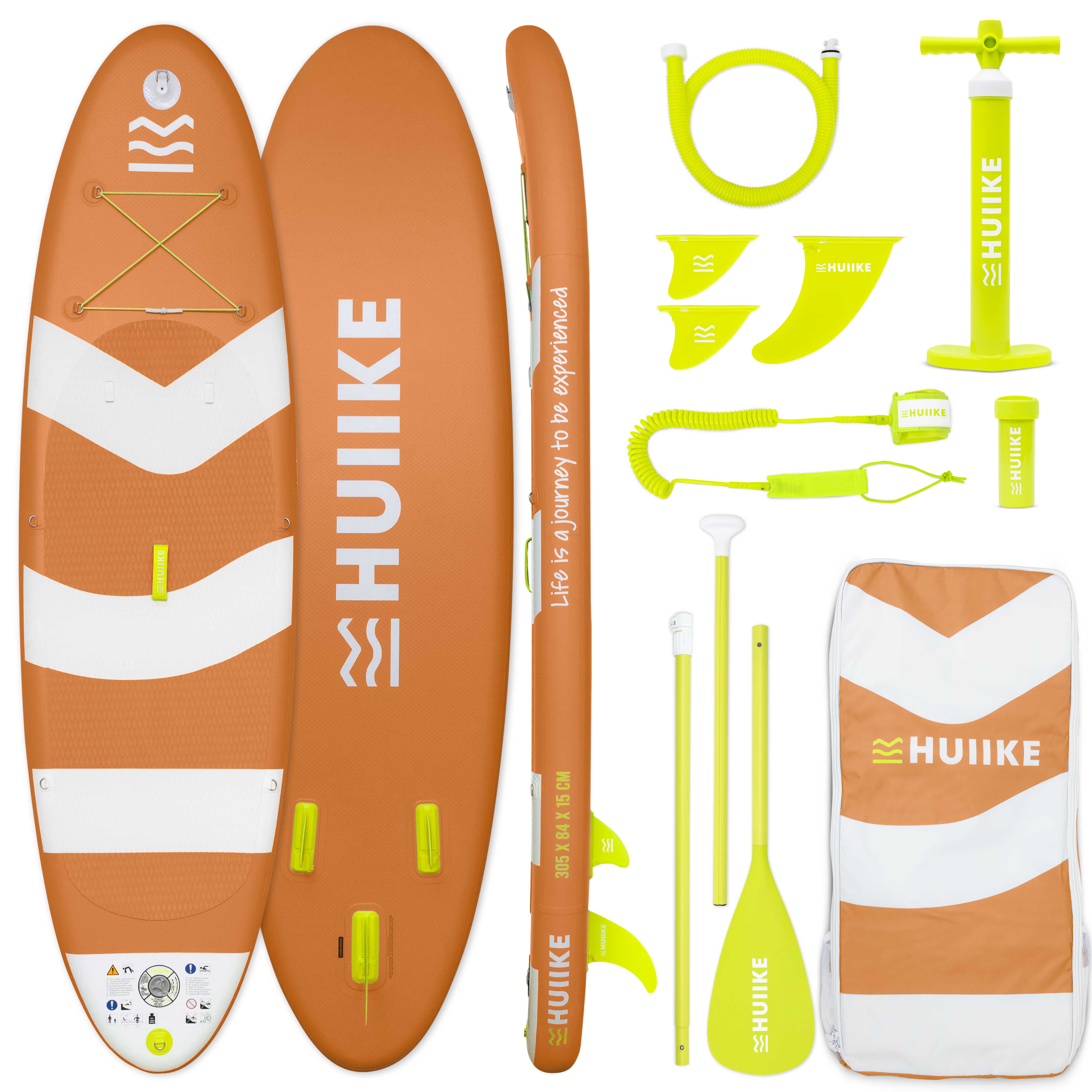HUIIKE Tabla Paddle Surf Hinchable 10' con Accesorios Incluidos, Remo, Quillas, Leash, Inflador, Mochila. Stand Up Paddle Board Convertible en Kayak, Gran Estabilidad y Resistencia. Soporta hasta 130 kg