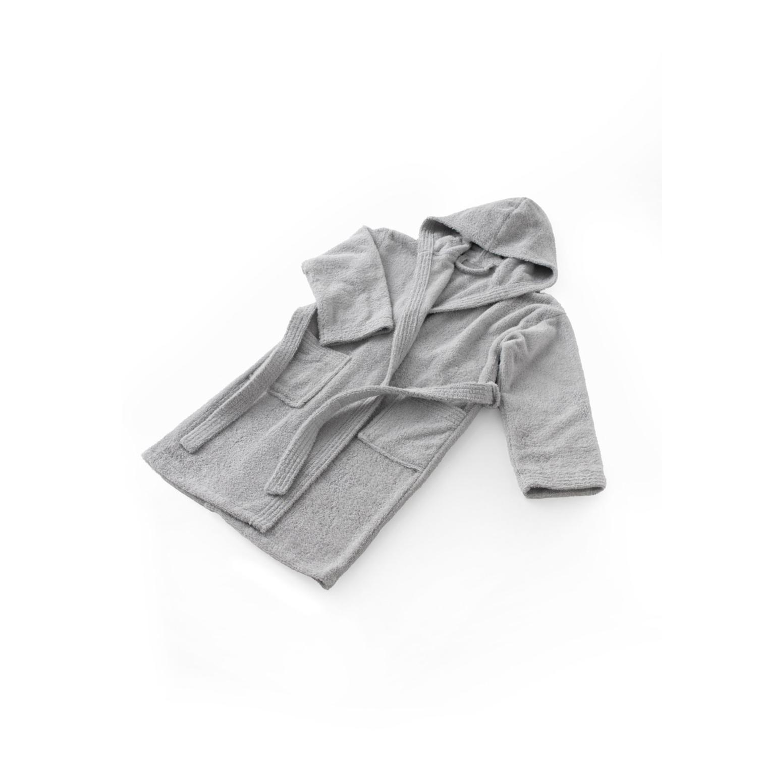 Albornoz niño Bolsa Liso Gris plata Talla 6-8, El mejor textil para tu hogar, Fijalo