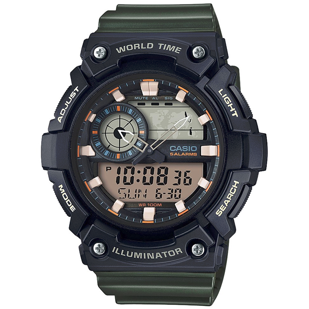Casio Aeq-200w-3avdf Collection Reloj Para Para Hombre Color Verde