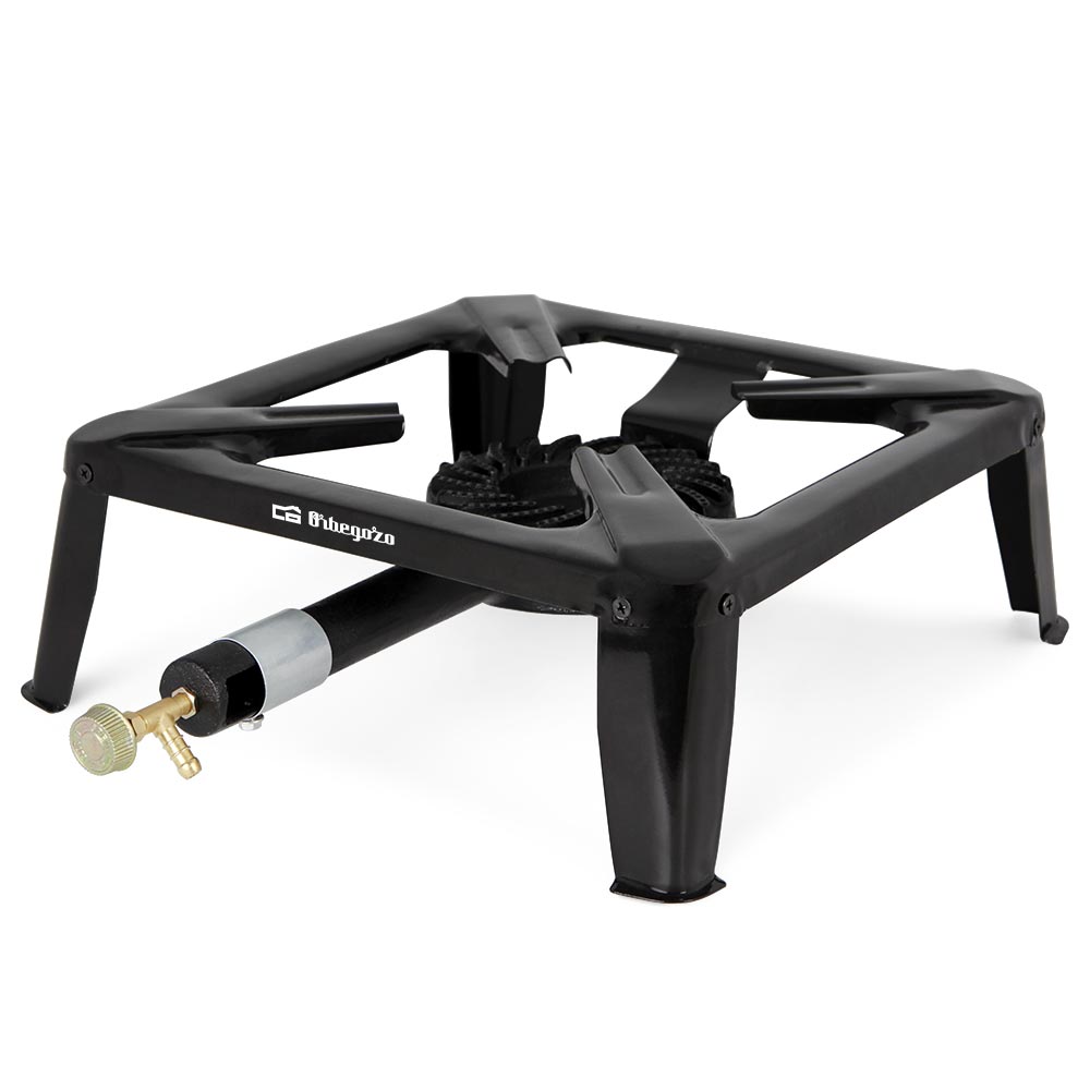 Orbegozo FO 6000 Hornillo a Gas para Uso Exterior – Potencia 7000W, Cuerpo en Hierro Fundido, Superficie Esmaltada, Quemador de 17 cm, Categoría I3+ (G-30/G-31)