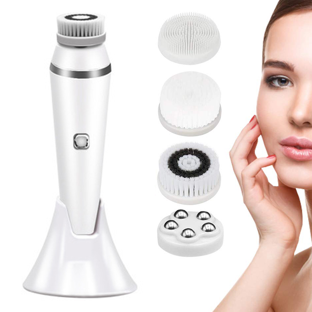Limpieza facial impermeable Eléctrico with 3 velidades, juego de Cabefes giratorios faciales with 4 cabecales para exfoliación suave, limpieza profunda y masaje facial