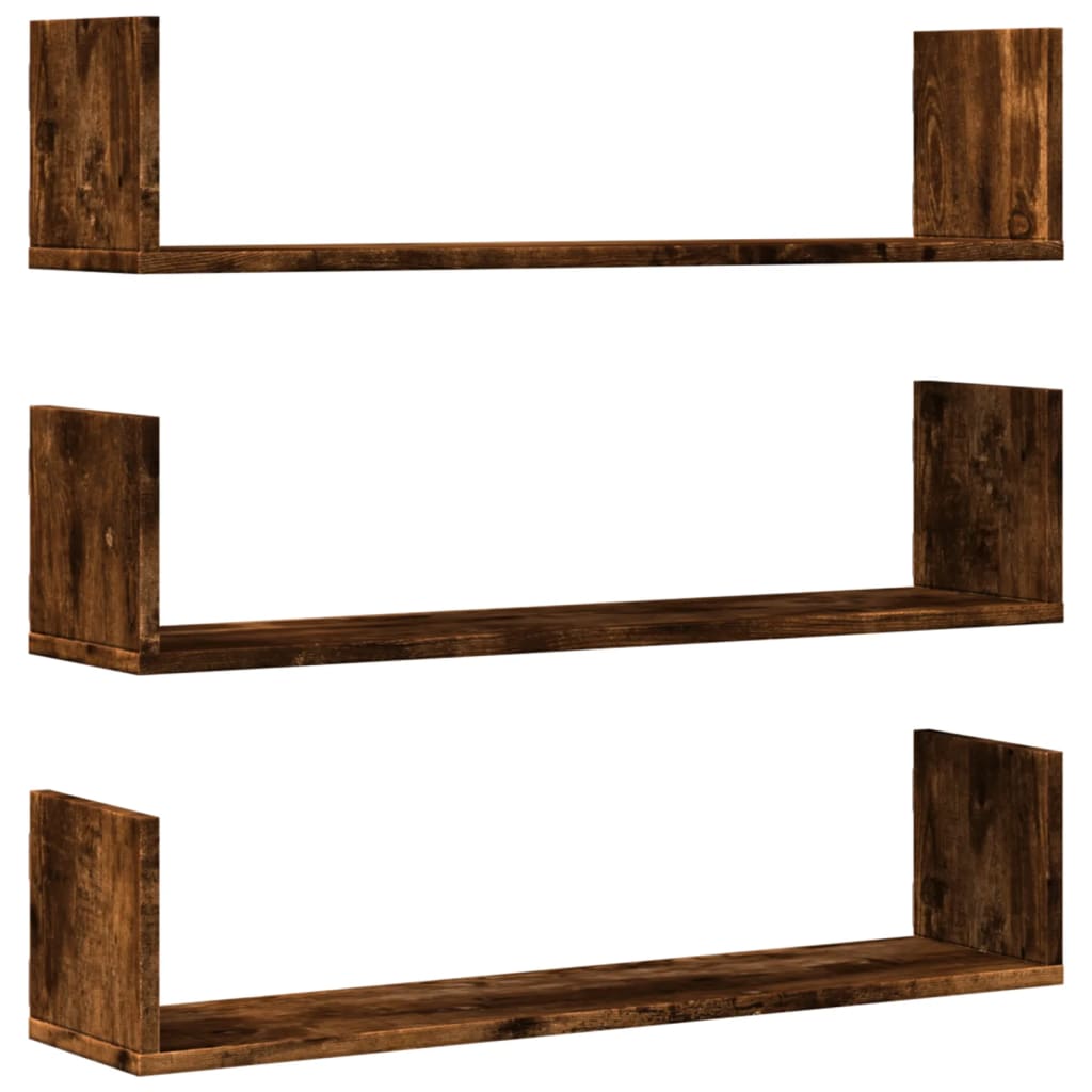 vidaXL Estantes de pared 2 uds madera ingeniería 80x18x18 cm Multicolor