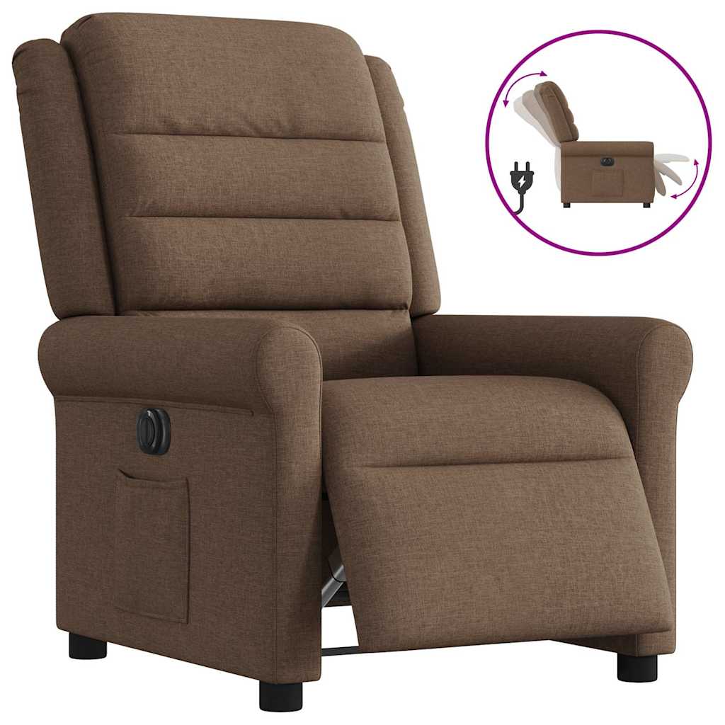 vidaXL Sillón reclinable eléctrico de tela marrón