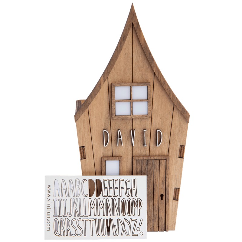 Vintiun Portalápices Personalizado de Madera Sostenible en Forma de Casa