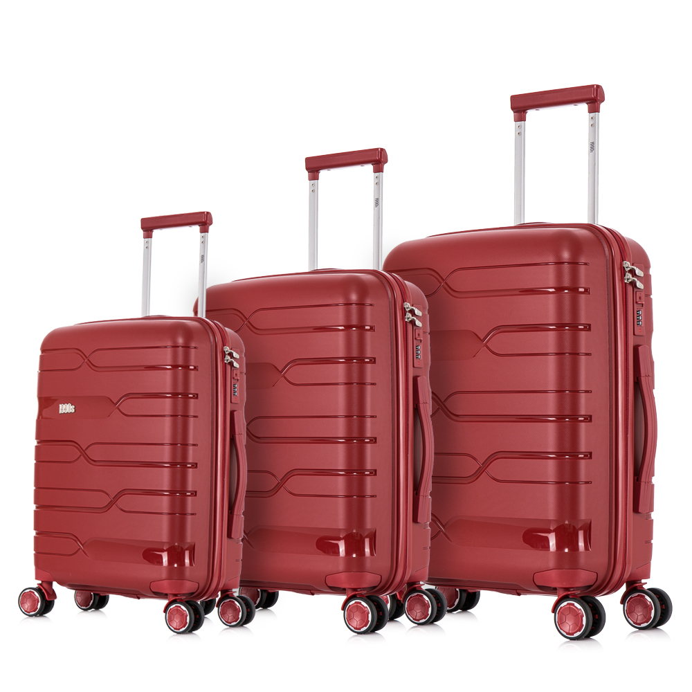 Juego de maletas PP Rígida 4 piezasMaleta Cabina 55cmMaleta Mediana 65cm  Expandible Maleta Grande 75cm  Expandible  AzulMarino/Negro/Rojo/Rosa