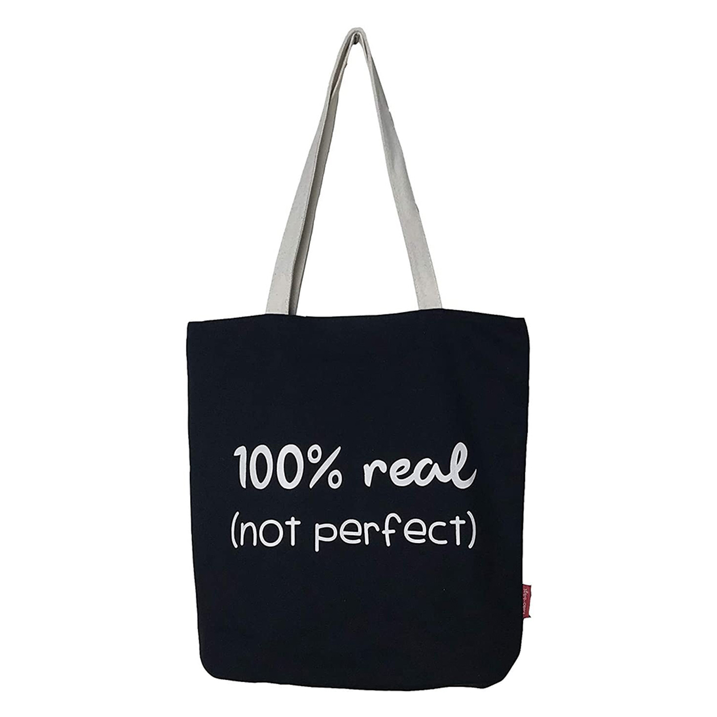 Hello-Bags. Bolso tote bag con cremallera, forro y bolsillo interior. Exterior: Algodón 100%. Incluye sobre kraft de regalo. Modelo 100%REAL. Color: Crudo / Negro. Medidas: 37x38 cm.