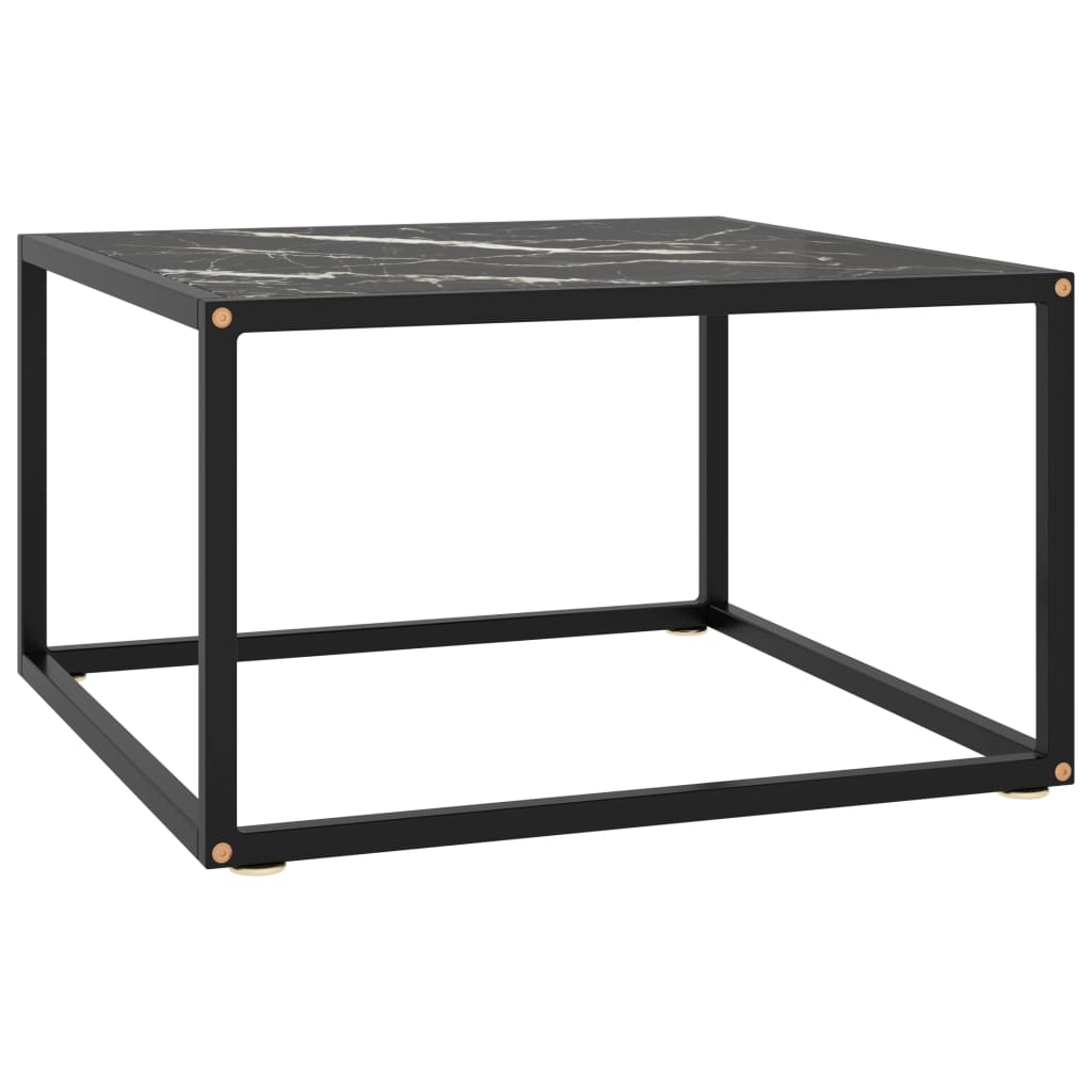 Vidaxl Mesa de Centro con Vidrio de Mármol 60x60x35 Cm Transparente | Negro | Blanco