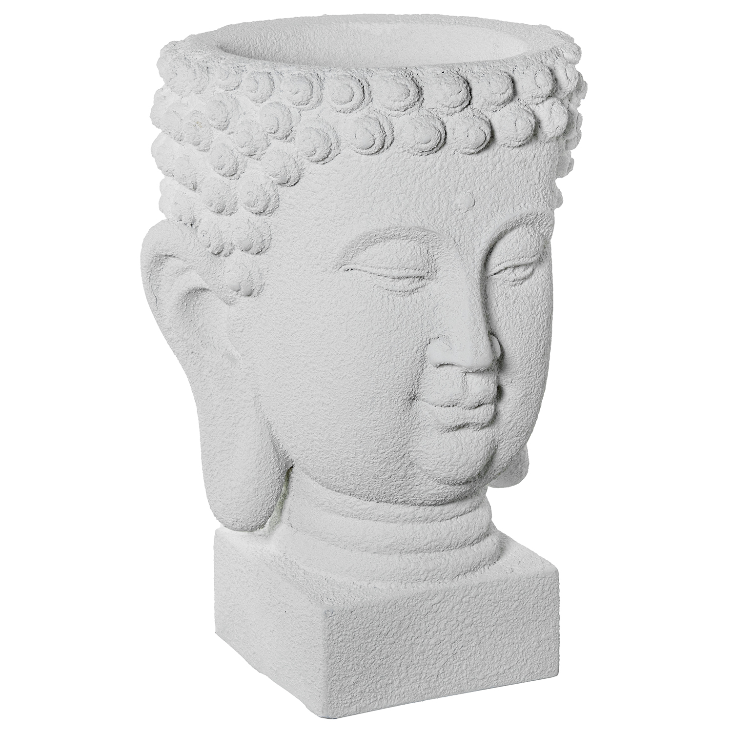 Macetero buda resina blanco granulado 40x38x56cm hueco: 16, 26x17cm