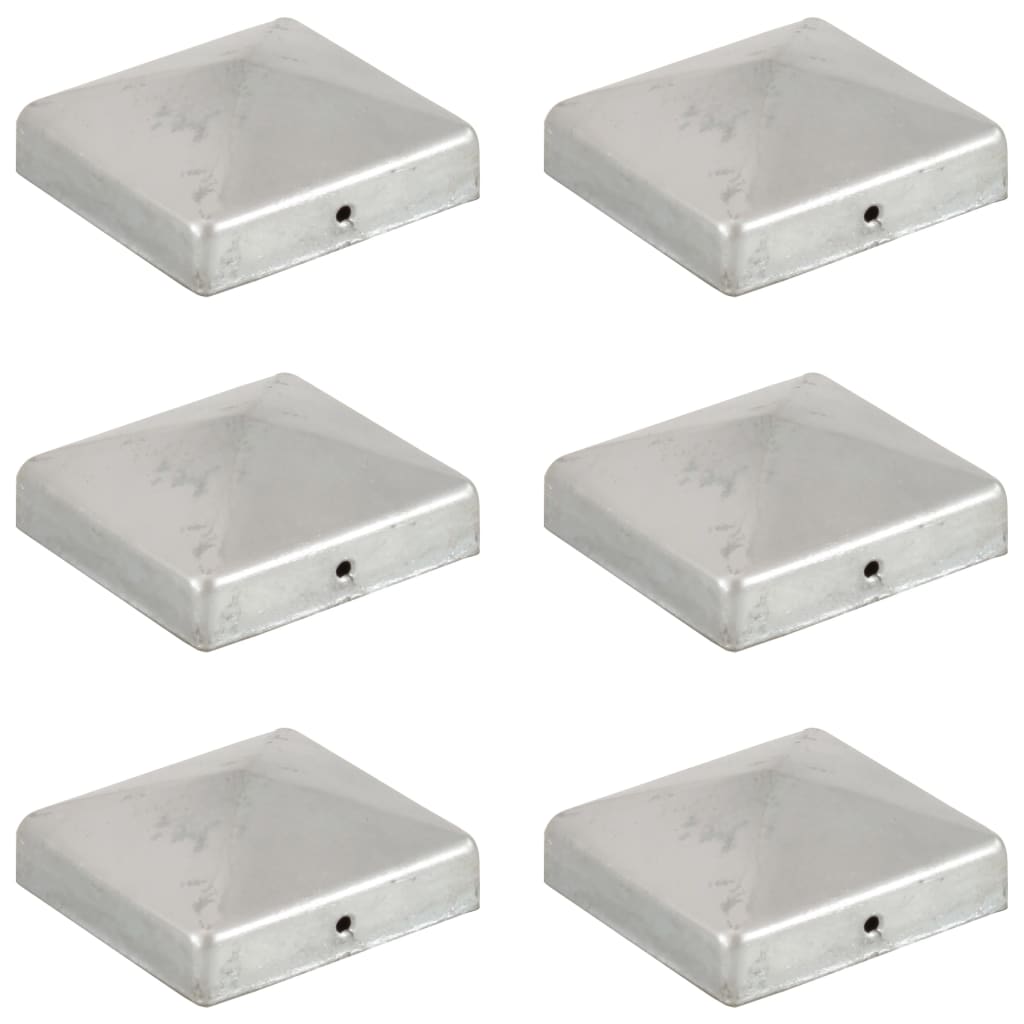 vidaXL Tapas para Postes de Valla de Metal Galvanizado (6 unidades) Terminal Dimensiones 71 x 71 mm,  81 x 81 mm,  91 x 91 mm y mas