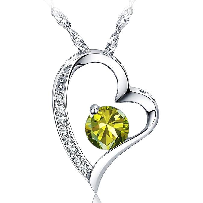 Collar con colgante de amor para mujer, revestimiento S925, joyería con piedra natal 5A, regalo para mamá y amante