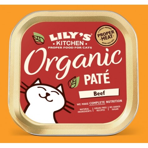 Lily's Kitchen Organic Paté de Vacuno Gatos 19 x 85 gr