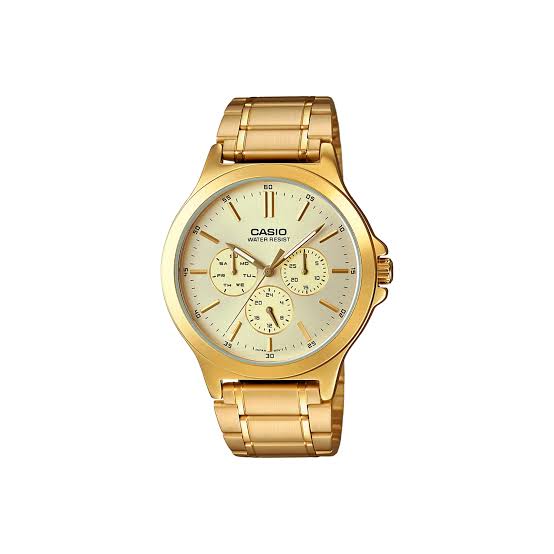 Reloj Casio Para Hombre MTP-V300G-9A Multifuncion Correa y Caja Acero 47 × 41,5 × 8,6 mm
