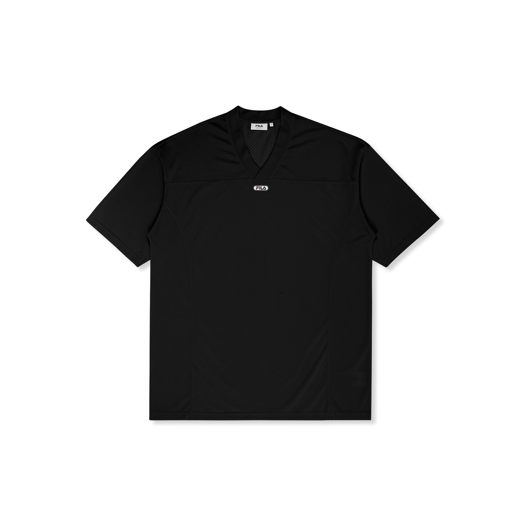 FILA | Vestidos Mujer, Modelo Capalle Oversized V-Neck Mesh T-Shirt Dress, Vestido Camiseta de Corte Oversized en 100% Poliéster Transpirable con Cuello en V y Manga Corta